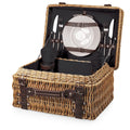 Picnic Time Champion Picnic Basket For 2, Large Wicker Hamper Set With Cutlery Service Kit (Black With Brown Accents)