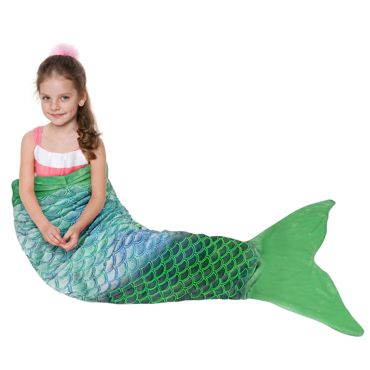 Catalonia Kids Mermaid Tail Blanket, Glow In The Dark Mermaid Sleeping Bag, Super Soft Plush Flannel Sleeping Blanket For Girls,