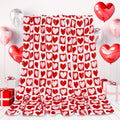 JarThenaAMCS Valentine's Day Fuzzy Blanket Red White Heart Throw Blanket 60 x 70 Inch Plaid Hearts Flannel Blanket for Home Chai