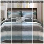 Madison Park Essentials King Comforter Set, Bed In A Bag King, Watercolor Print Coastal Comforter & Chambray Cotton Sheet Set, All Season Bedding Set, Saben, Aqua King (104 In X 92 In) 9 Piece
