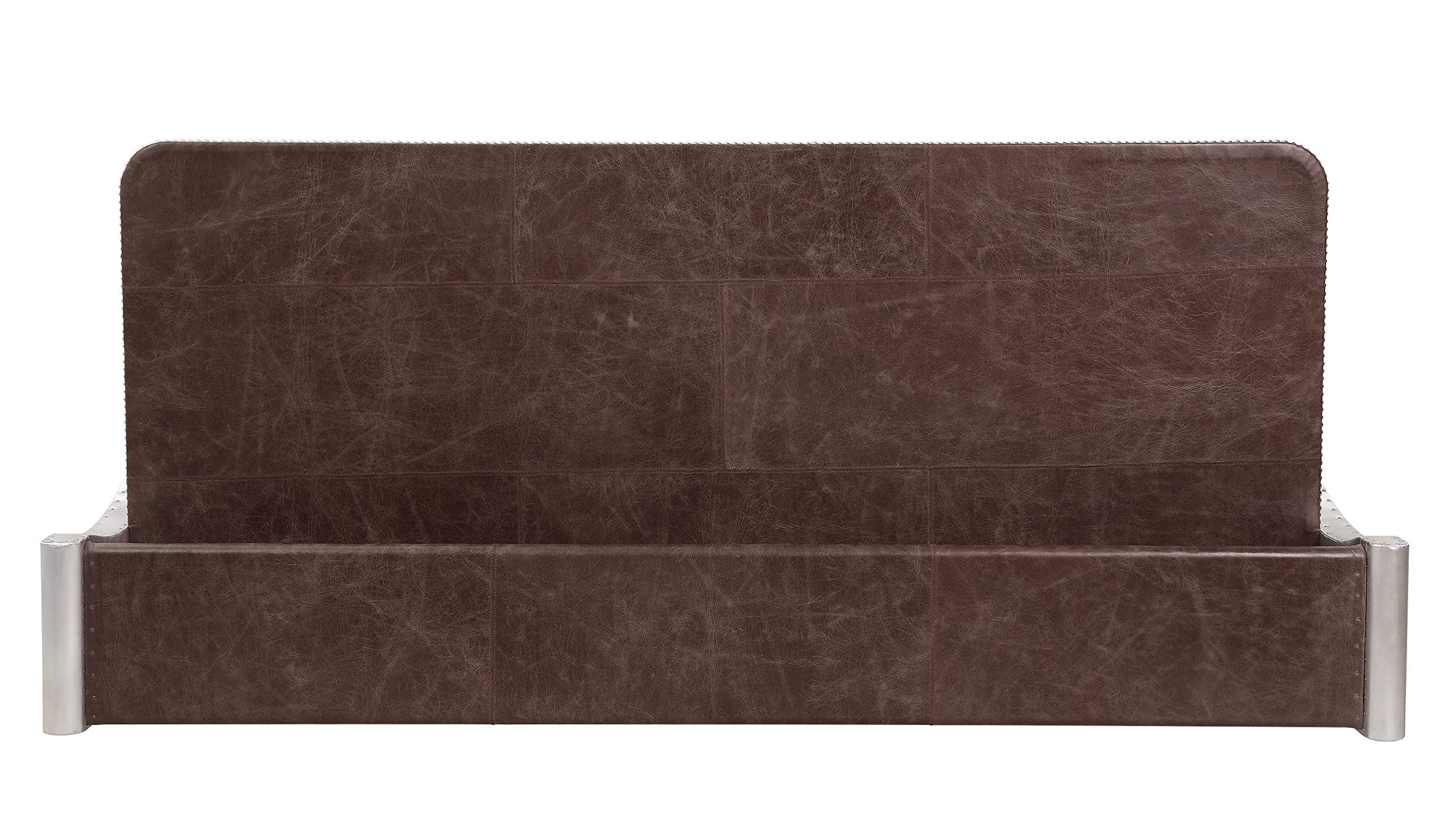 Acme Brancaster Desk in Retro Brown Top Grain Leather and Aluminum