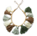 Decocove Tassel Garland - Boho Tassel Garland with Wood Beads - Wall Decor for Dorm, Girls Room and Nursery Room - Olive Green (