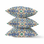 HomeRoots Blue Purple Peach Blue Peach Cloverleaf Boho Suede Throw Pillow
