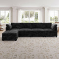 Caodoc Modular Sectional Sofa,5 Pieces Sectional Couches For Living Room,L Shaped Cloud Couch With Ottoman Chaise Set, Black