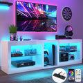 Vinctik 6&Fox High Gloss LED TV Stands w/Power Outlet,60,000-Colors Lighting for 55 60 65 70in TV,Modern White LED Entertainment