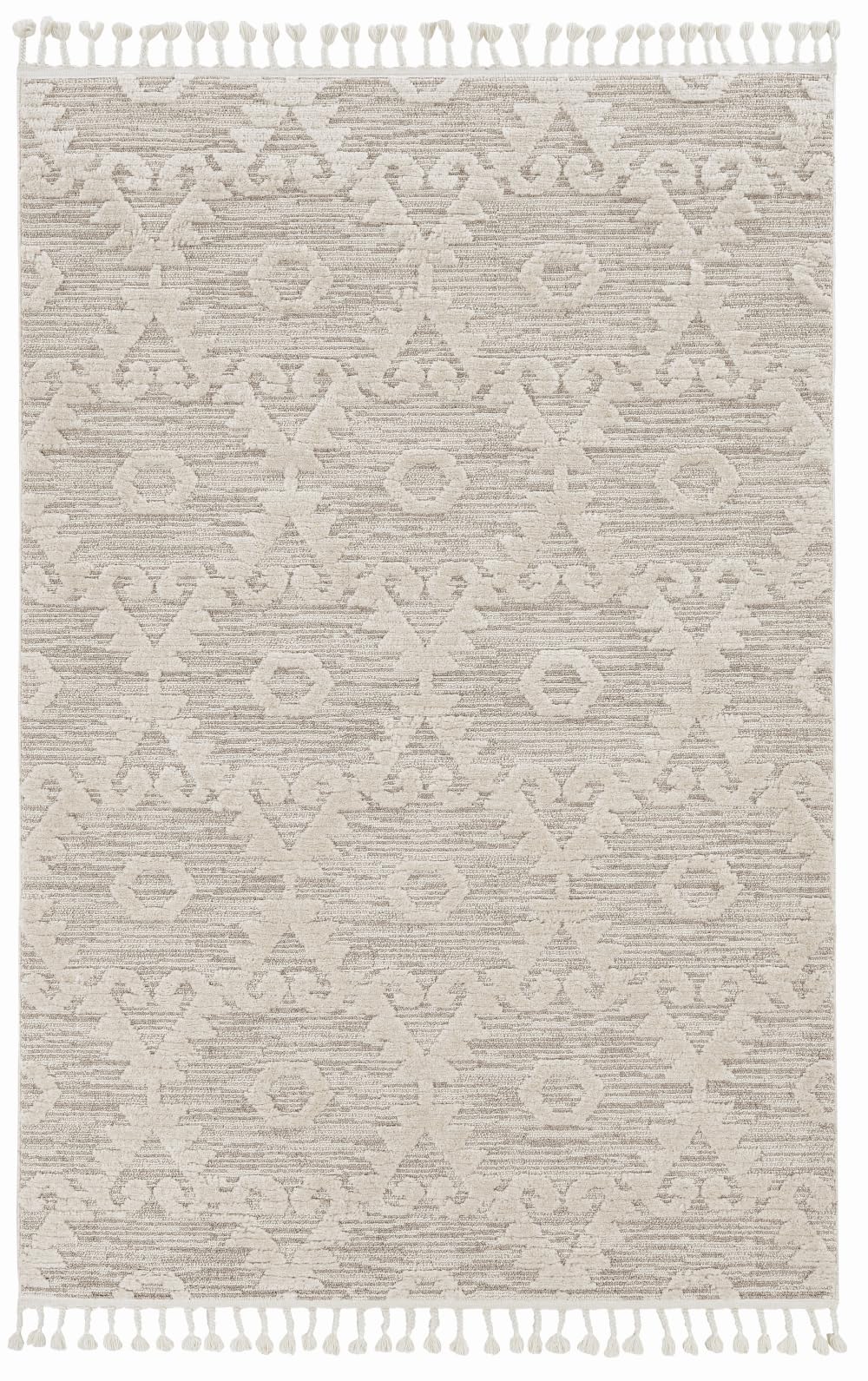 HomeRoots 8' X 11' Ivory Beige Diamond Area Rug