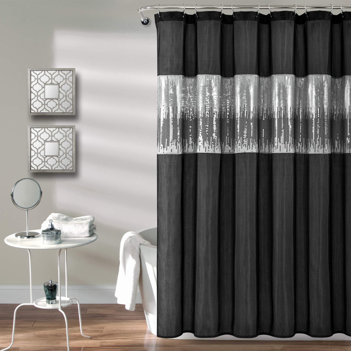 Lush Decor Night Sky Shower Curtain, 72' X 72', Black