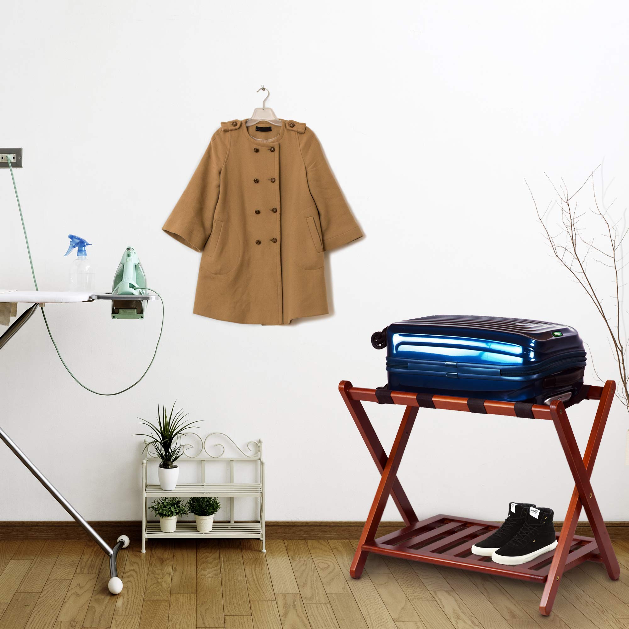 Casual Home Luggage Rack, Walnut, Solid Wood