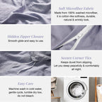 Mildly Super Soft Duvet Cover - 100% Washed Microfiber Grayish Lavender Comforter Cover Set 3 Pieces With Zipper Closure & Corne