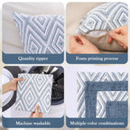 HPUK Decorative Throw Pillow Covers Set of 4 Linen Polyester Blue 18"x18"