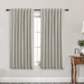 Koufall 52X45 Inches Long Taupe Back Tab Linen Blackout Curtains For Living Room