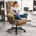GYI Big and Tall Office Chair 400LBS, 160 High Back Reclining Office Desk Chair with Wide Seat, Arms, Footrest, Brown