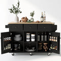 Lumisol Kitchen Island Cart With Wood Drop Leaf, Storage Cabinets And 3 Drawers, Rolling Kitchen Island On 5 Wheels With Open St