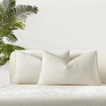 Juspurbet Set Of 2 Cream Chenille Lumbar Throw Pillow Covers 12X20 Inch Soft Textured Decorative Cushion Cases For Couch Sofa Be