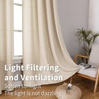 Bgment Natural Faux Linen Curtains For Bedroom, Grommet Thick Linen Semi Sheer Drapes Light Filtering Privacy Window Treatments Curtains For Living Room, Set Of 2 Panels, 52 X 95 Inch, Light Beige