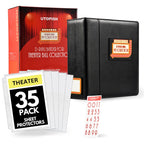 Utopish Show-Bill Binder With Sleeves - Large 4    Theater Program Holder With 35 Sheet Protectors And Numbering Stickers Includ