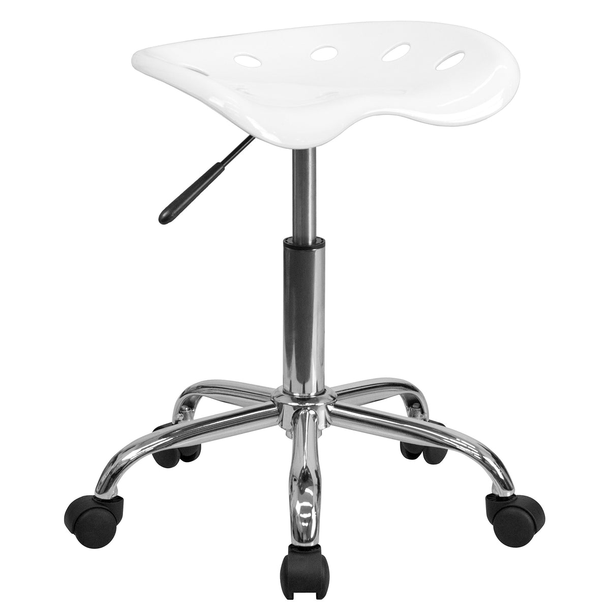 Flash Furniture Taylor Vibrant White Tractor Seat and Chrome Stool