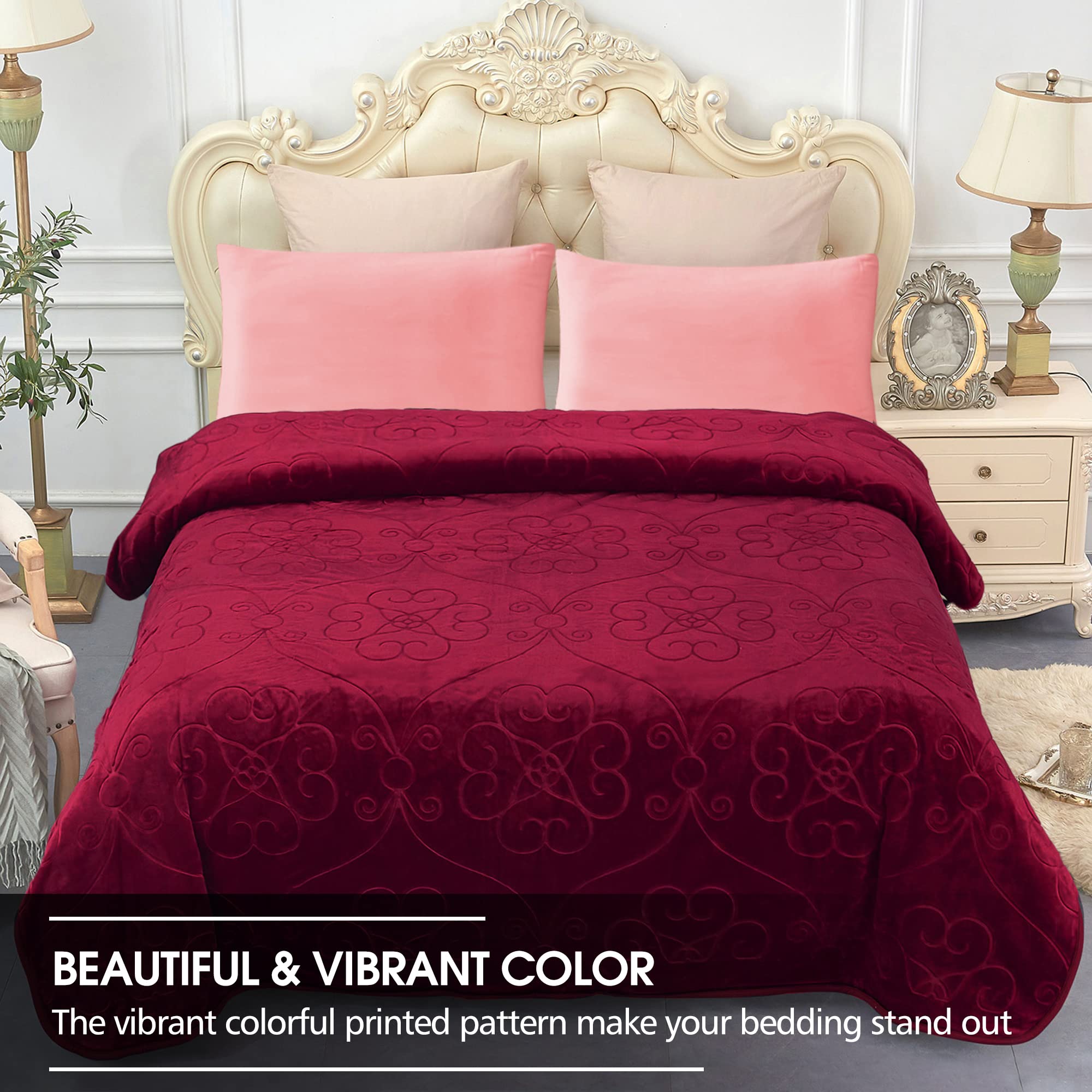 Jyk Luxury Fleece Plush Blanket 3.5 Lb, 1 Ply, Korean Mink Blanket Queen 75'' X 91'' - Super Soft And Warm, Lightweight And Cozy