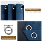 Dwcn Navy Blue Blackout Velvet Curtains - Refresh Bundleable Heavy Duty Thermal Insulated Noise Absorb Grommet Window Panels For