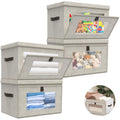Magnetic Front Opening Fabric Storage Bins with Lids,16.5x11.8x11 in,4Pack