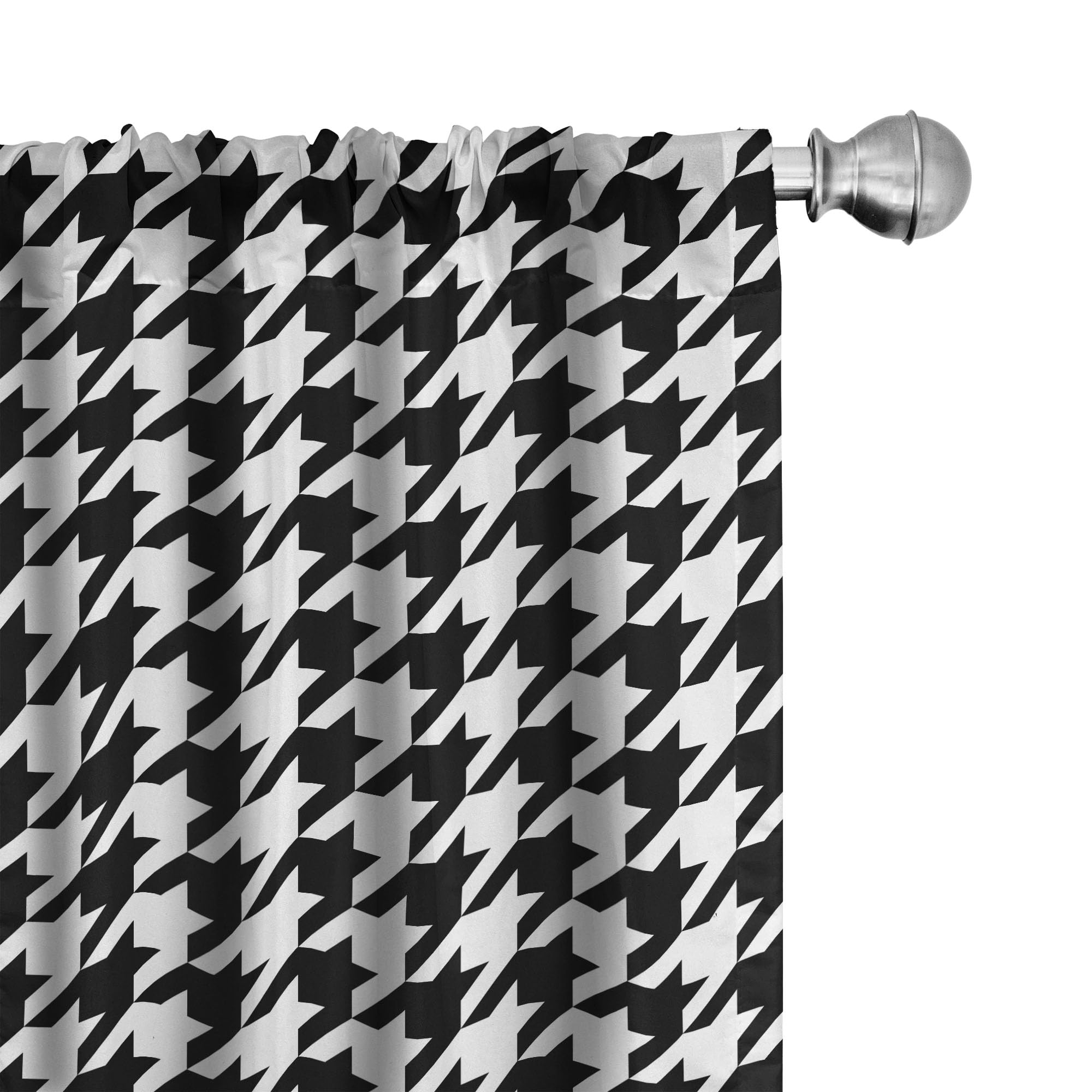 Ambesonne Modern Curtains, Illustration Of Bizarre Shapes Houndstooth Inspired Graphics, Window Treatments 2 Panel Set For Livin