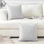 Otostar Linen Throw Pillow Covers Set Of 2 Decorative Square Pillowcases Cushion Covers 26X26 Inch For Home Decor Sofa Bedroom Car 65 X 65 Cm Light Grey