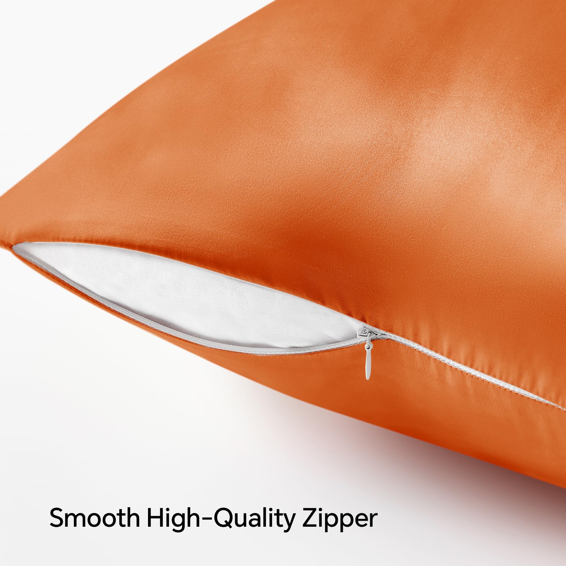 Bedelite Satin Pillowcase With Zipper, Burnt Orange Pillow Cases Queen Size Set Of 2, Super Soft And Cooling Similar To Silk Pil