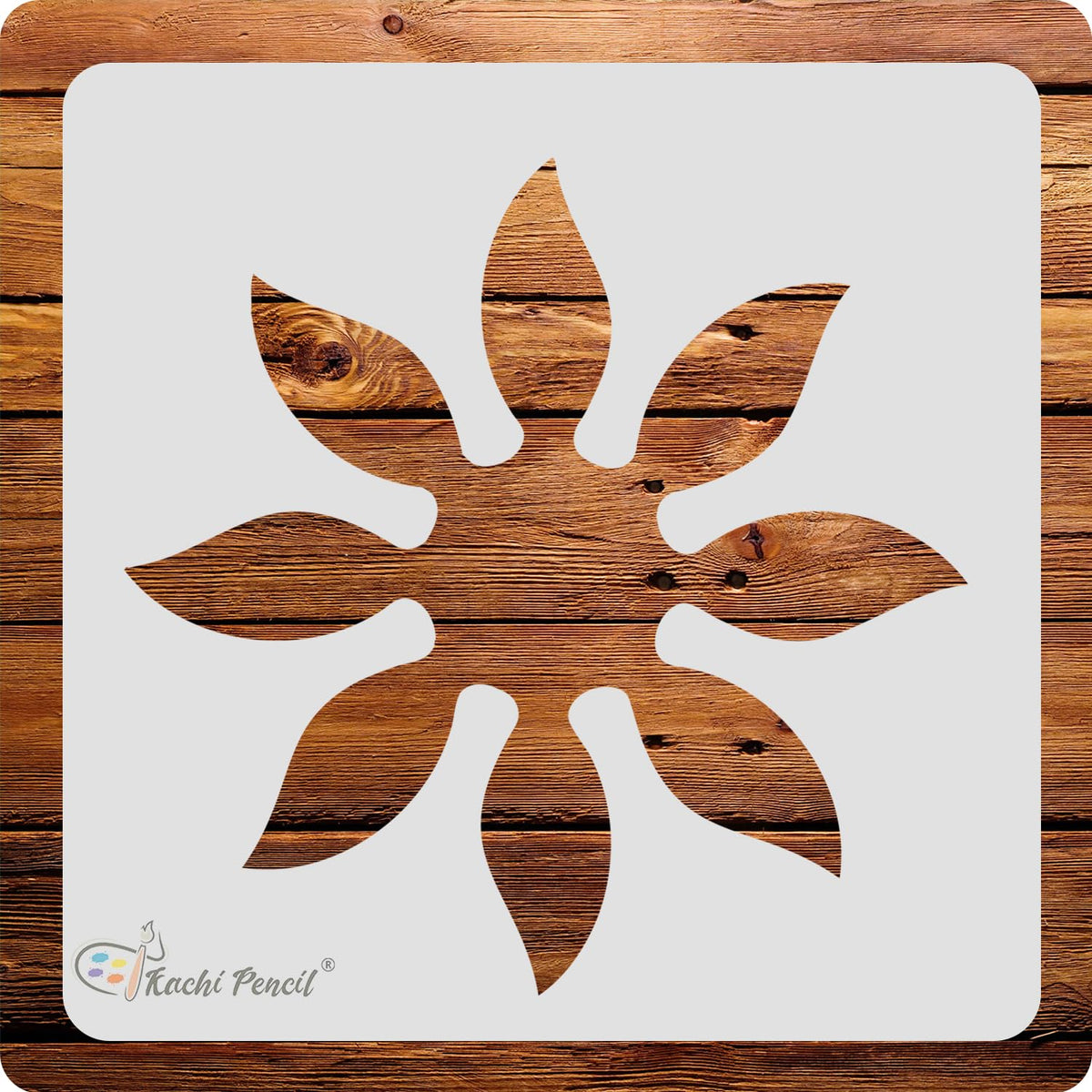 Kachi Pencil Lily Flower Stencils for Art, Craft and Painting, Size 6 x 6 inch Reusable Stencil for Painting, Fabric, Glass, Wal