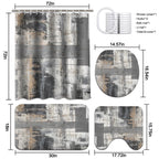 Lnond 4Pcs Bathroom Shower Curtain Sets With Rugs,Black And Grey Painting Art Bathroom Sets With Shower Curtain And Rugs And Acc