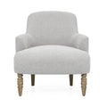 Martha Stewart Modern Accent Chair for Living Room, Comfy Reading Chair, Upholstered Fabric Arm, Solid Wood Legs, Thick Wide Sea