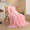 Xege Plush Faux Fur Throw Blanket, Pink Luxurious 50X60 Shaggy Furry Blanket Throw, Fluffy Microfiber Velvet Couch Blanket, Ultr
