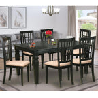 East West Furniture WENI7-BLK-C 7 Piece Dining Set Consist of a Rectangle Dining Room Table with Butterfly Leaf and 6 Linen Fabric Upholstered Kitchen Chairs, 42x60 Inch, Black