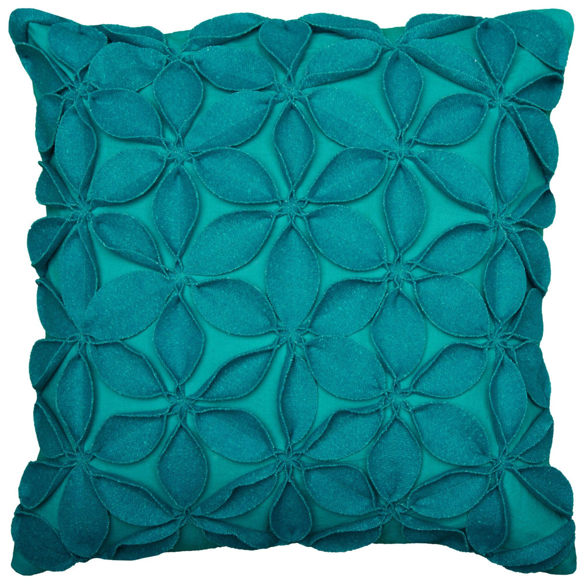 Rizzy Home | T07937 | Poly Fill Decorative Pillow | 18&quot;x18&quot; Blue/Green/Solid Botanical Petals