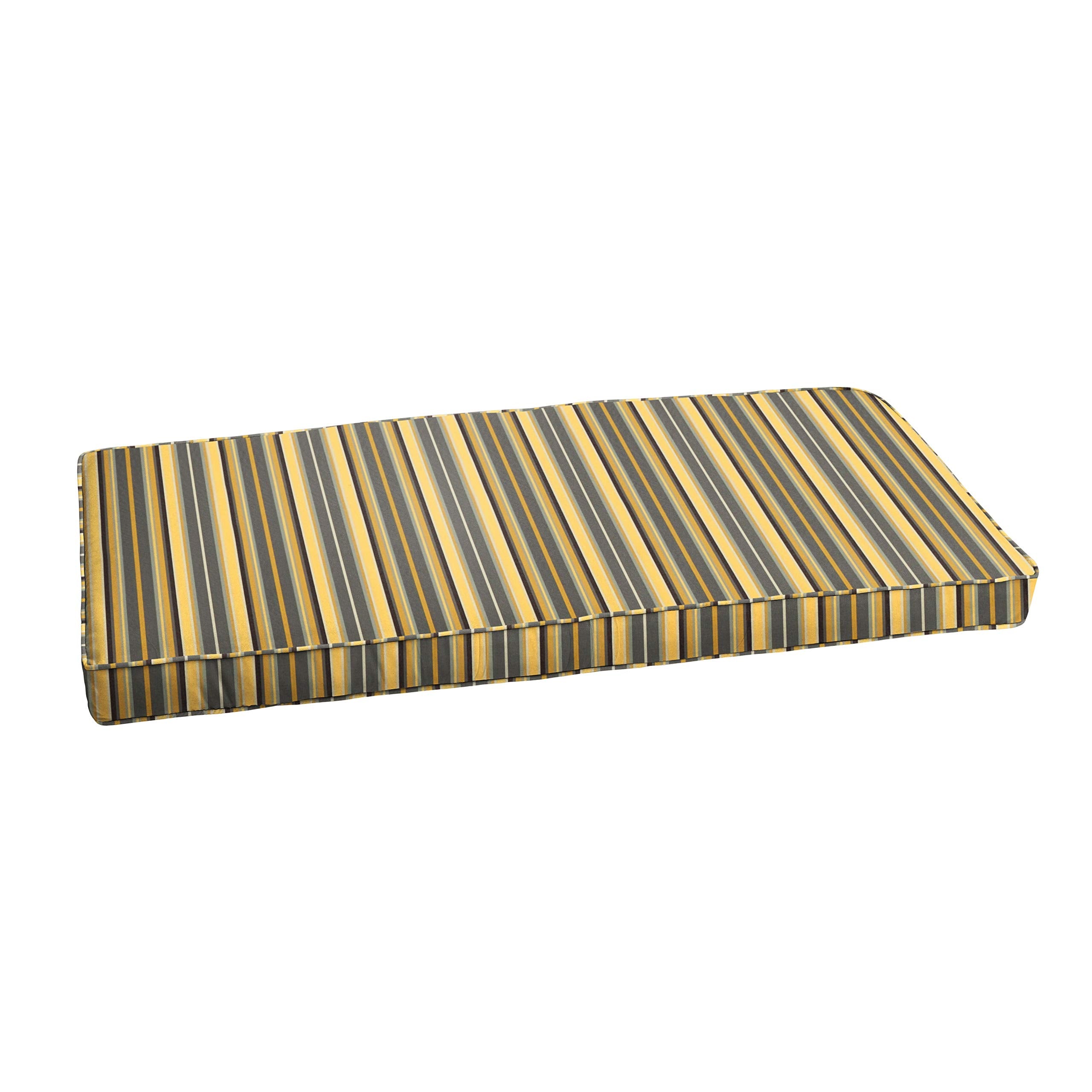 Sorra Home Indoor Or Outdoor Sunbrella Bench Cushion With Corded Edges And Tie Backs, 1 Count (Pack Of 1), Foster Metallic 5 Sq