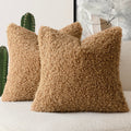 Foindtower 2 Pieces 18X18 Inch Bronze, Faux Fur Throw Pillow Cover Accent Sherpa Pillow Fuzzy Soft Pillowcases Sheepskin Decorat