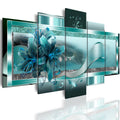 LUDUHU Turquoise Orchid Flowers Canvas Print - Abstract Green Floral Poster, Orchid Wall Art Painting Decor for Home Decoration 