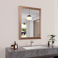 Amorho Bathroom Mirror, 24x32 Inch Wall Mirror, Walnut Wood Grain Metal Framed, Anti-Rust, Hang Horizontally/Vertically, Suitabl
