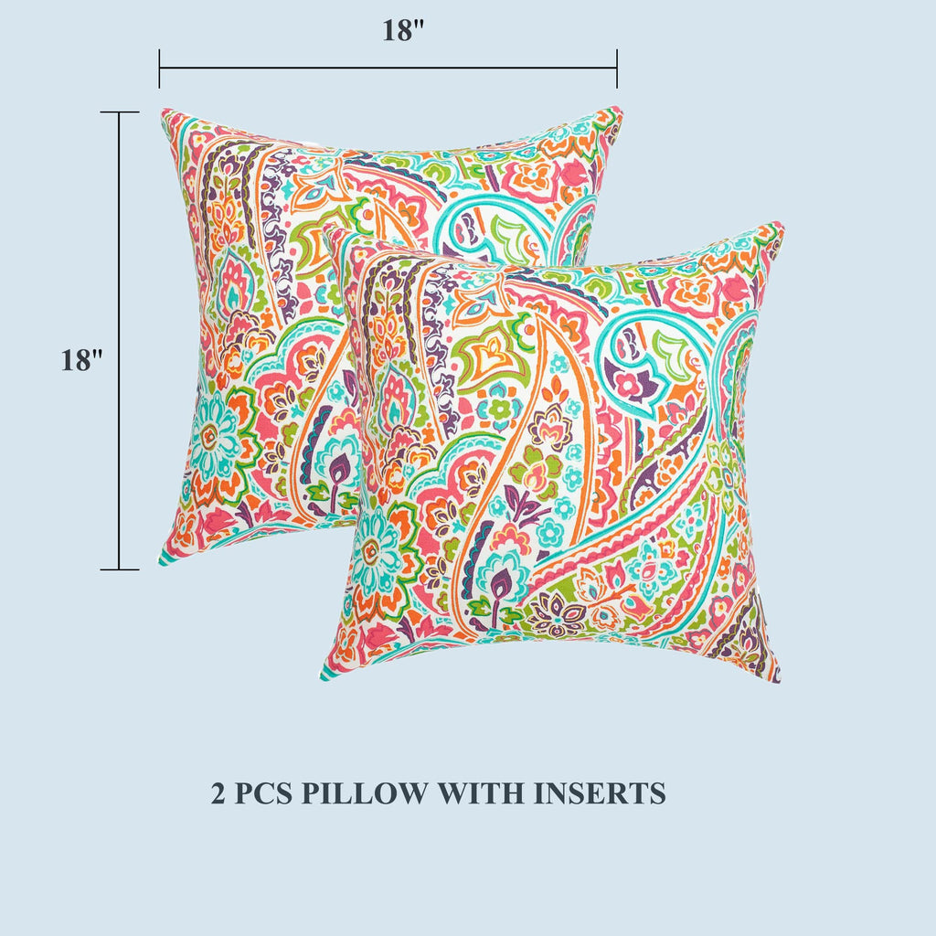 Funhome Outdoor Indoor Throw Pillows 18   X18   , Set Of 2 Decorative Throw Pillows With Inserts, All Weather Waterproof Square