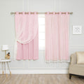 Best Home Fashion Tulle Overlay Star Cut Out Blackout Curtains (52' W X 63' L, New Pink)