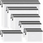 Umriox Zipper Bags, 6 Assorted Size (Black, 12 Packs), Project Bags For Cross Stitch, Mesh Zipper Pouch For Office Supplies Trav
