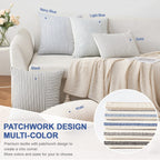 Miulee Grey And Beige Patchwork Farmhouse Pillow Covers 20X20 Inch, Pack Of 2 Striped Linen Decorative Modern Accent Pillow Cases For Sofa Couch Bedroom