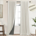 Koufall 108 Inch Curtains,Blackout Linen Textured 9 Ft Black Out Room Darkening Living Room Drapes 108 Inches Long 2 Panels