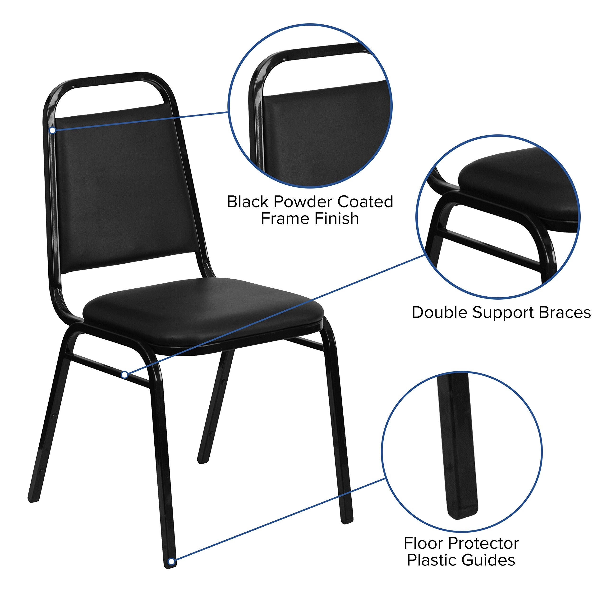 Flash Furniture 5-Piece 36" Square Laminate Dining Table/Chairs Set, Restaurant Dining Set with Table, X-Base, and 4 Trapezoidal Back Chairs, Black