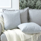 Otostar Linen Throw Pillow Covers Set Of 2 Decorative Square Pillowcases Cushion Covers 18X18 Inch For Home Decor Sofa Bedroom Car 45 X 45Cm Blue Grey