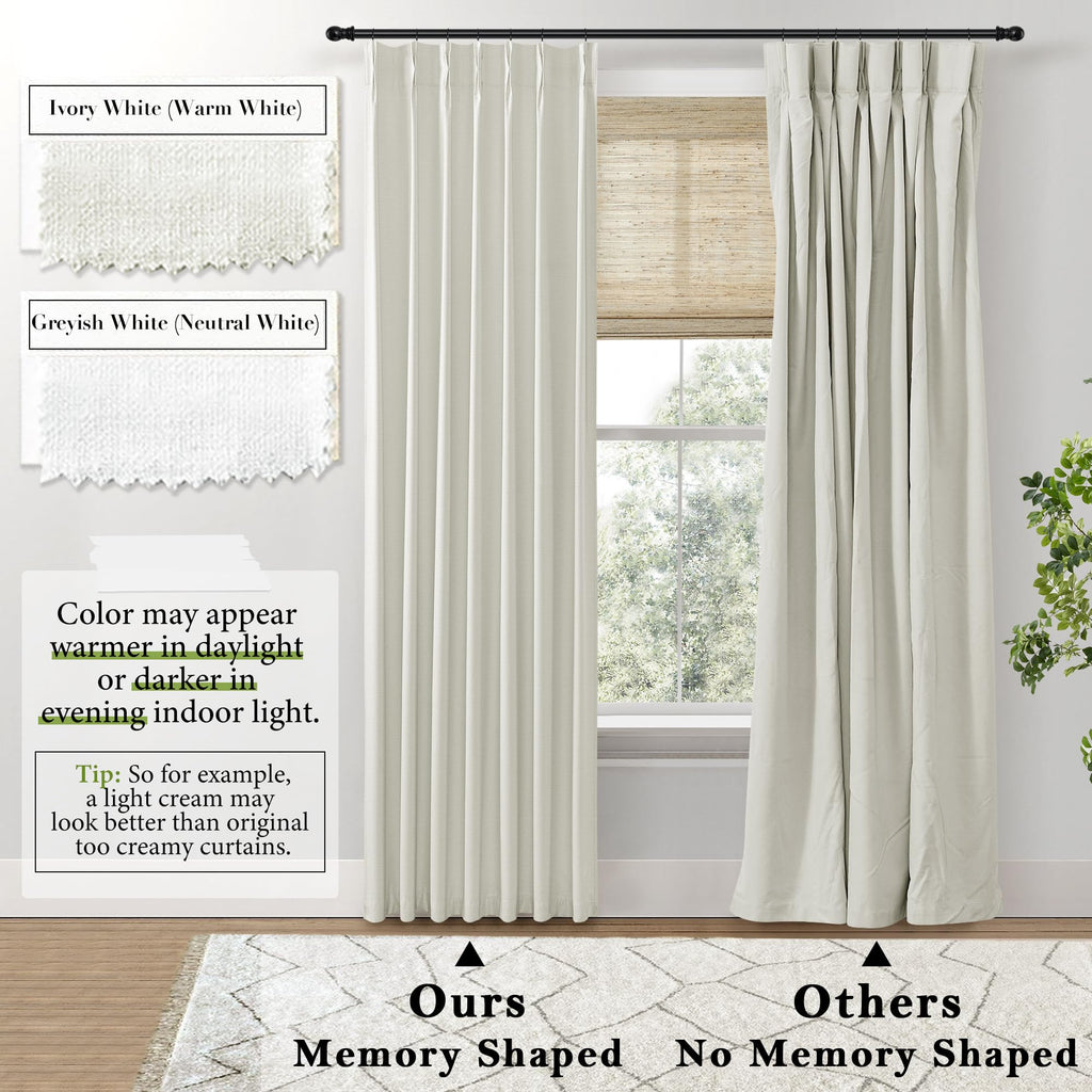 Shineland Cream Blackout Curtains 102 Inch Long,Ivory Black Out Pinch Pleated Insulated Window Coverings For Winter