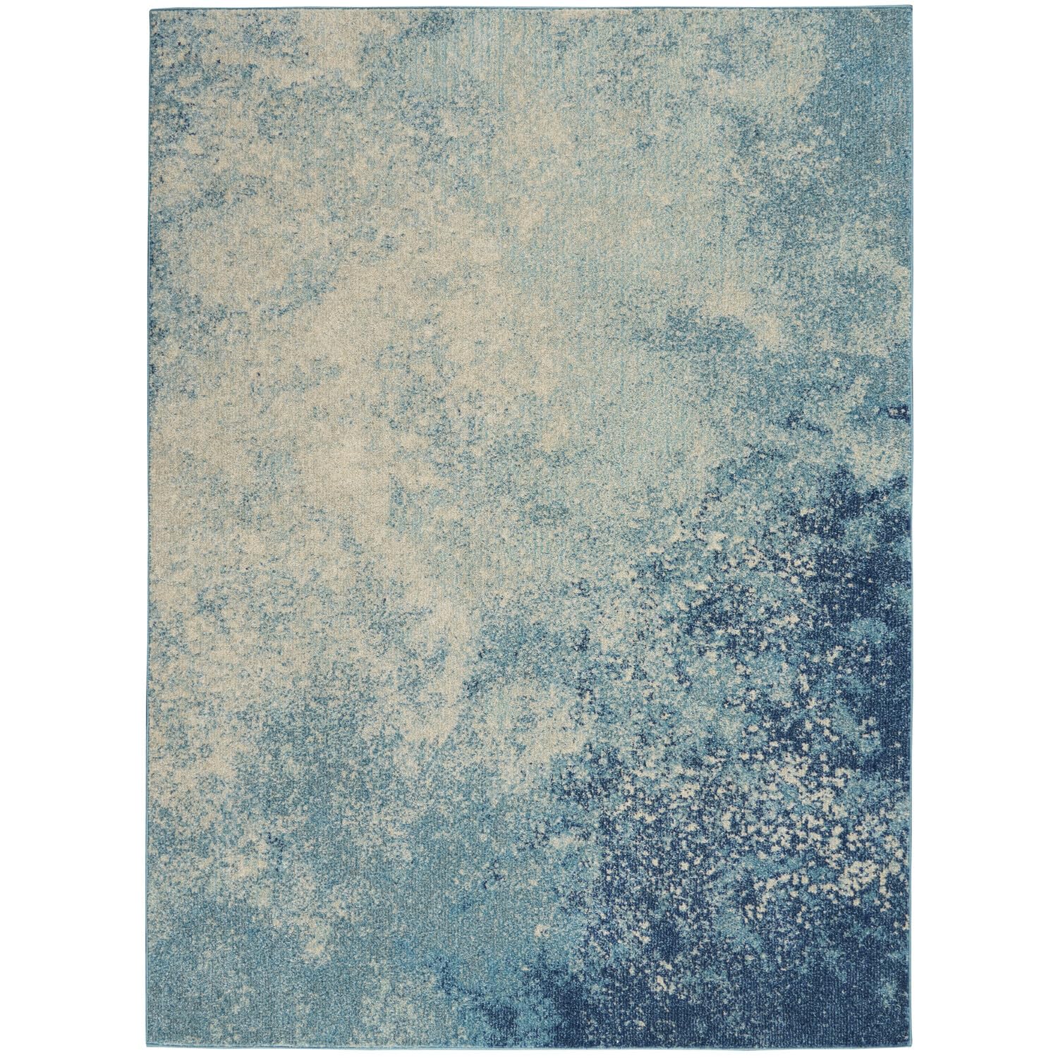 Nourison Passion Navy/Light Blue 3'9'' x 5'9'' Area-Rug, Modern, Abstract, Easy-Cleaning, Non Shedding, Bed Room, Living Room, D
