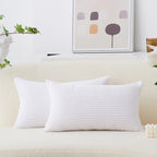 Home Brilliant Oblong Throw Pillow Striped Corduroy Rectangle Pillow Covers For Couch Lumbar Cushion Covers, 12 X 20 Inch, Pure