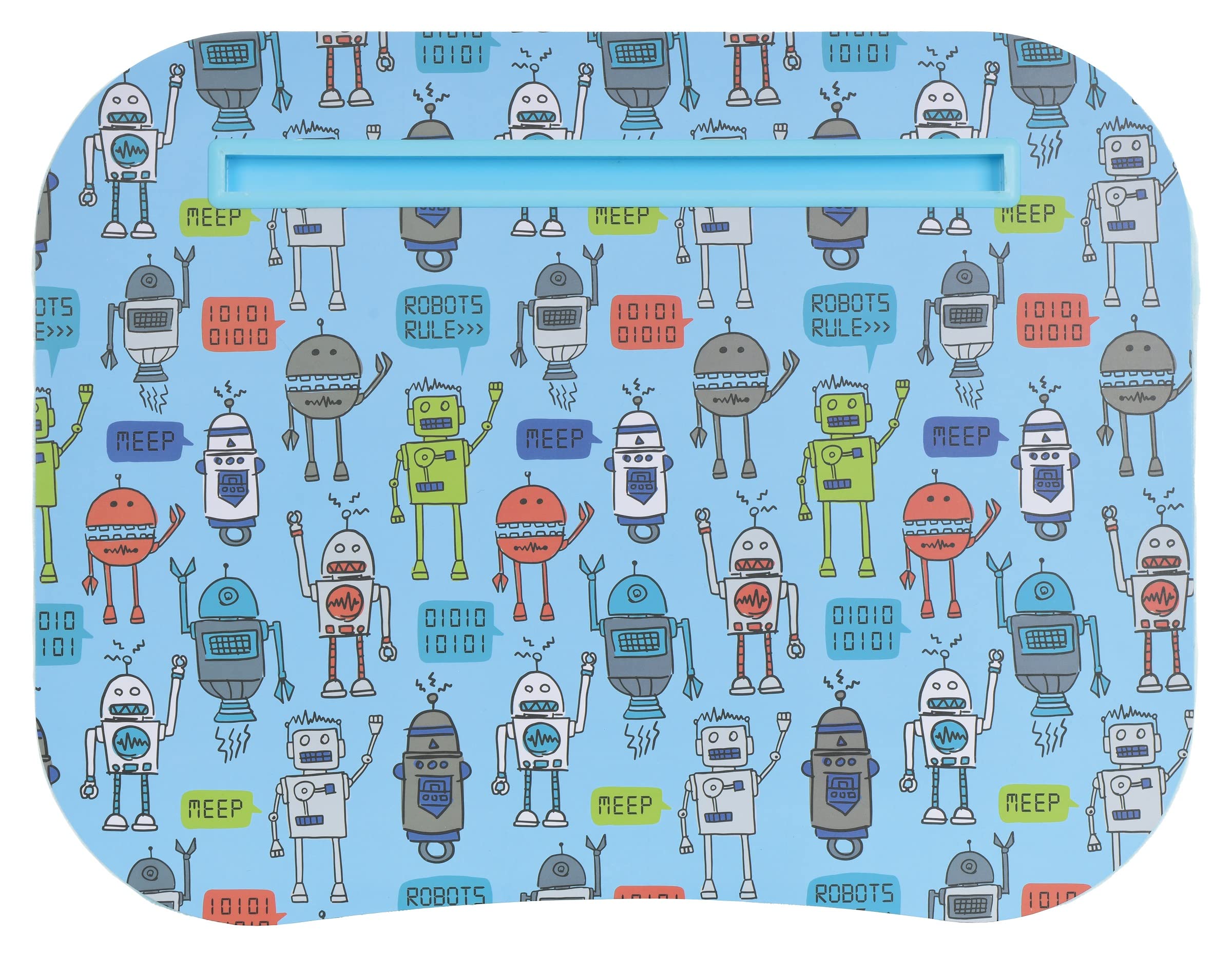 Iscream 17.25' X 13.25' Laminate Top Microbead Filled Lap Desk With Tablet Channel - Robots Rule