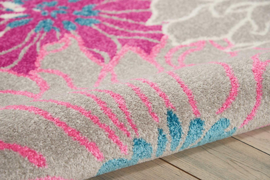Nourison Passion Grey 5'3' X 7'3' Area Rug, Floral, Farmhouse, Easy Cleaning, Non Shedding, Bed Room, Living Room, Dining Room