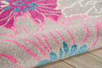 Nourison Passion Grey 5'3' X 7'3' Area Rug, Floral, Farmhouse, Easy Cleaning, Non Shedding, Bed Room, Living Room, Dining Room